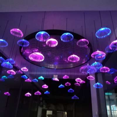 Holiday Event Outdoor Christmas Fiber Optic Pendant Light Jellyfish Lamp For Weeding Decoration