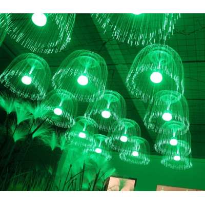 2020 new arrival RF remote control Color change park lighting rainproof fiber jellyfish hanging fiber jellyfish lamp